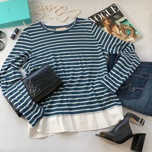 Tory Burch Linen Striped Long Sleeve Shirt - Like New! XL